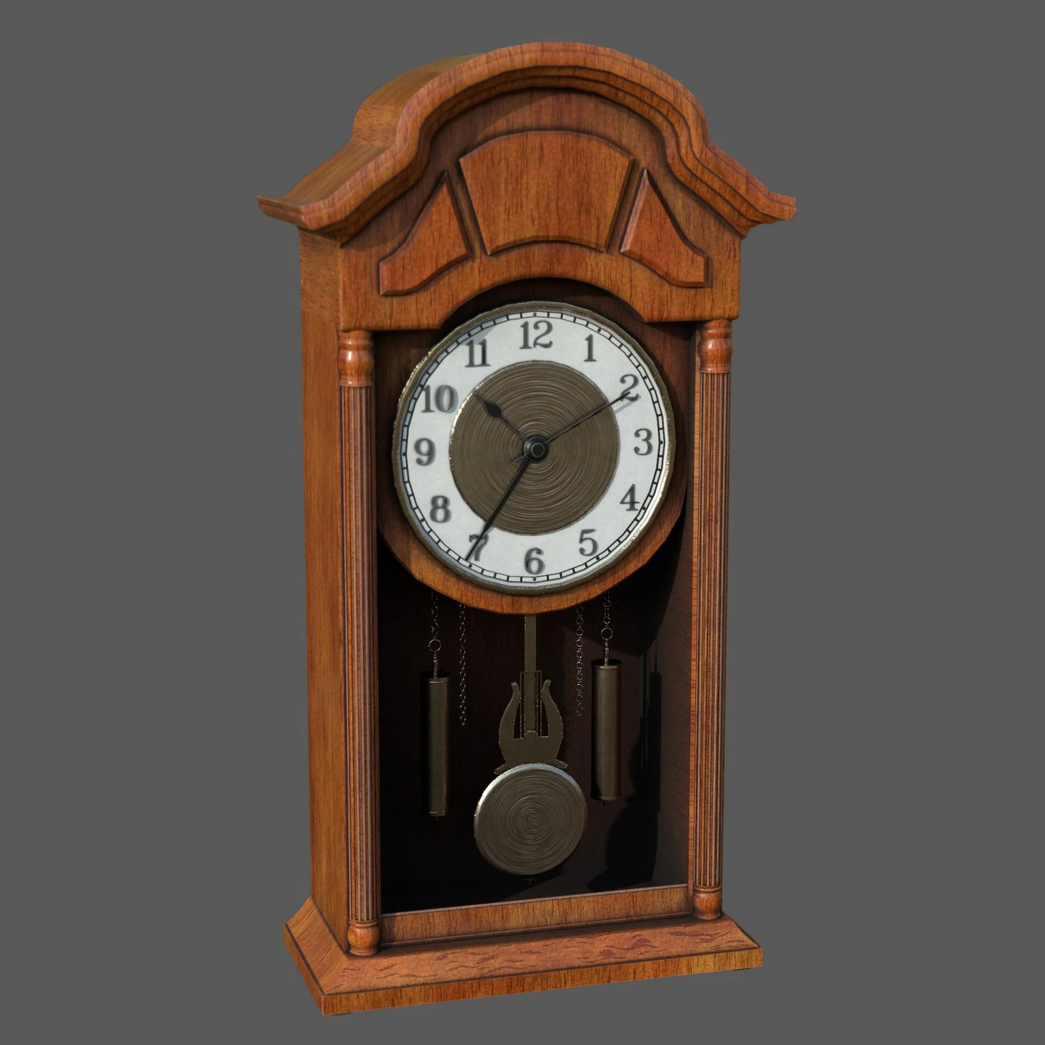 Wall clock with pendulum 3D Model .c4d .max .obj .3ds .fbx .stl .blend