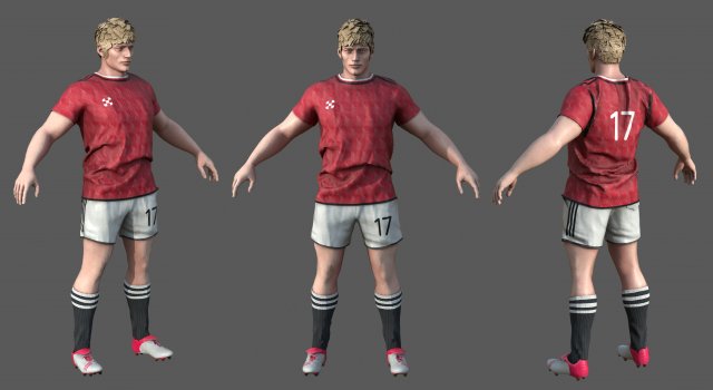 Male Football Player 3Dモデル .c4d .max .obj .3ds .fbx .stl .blend 
