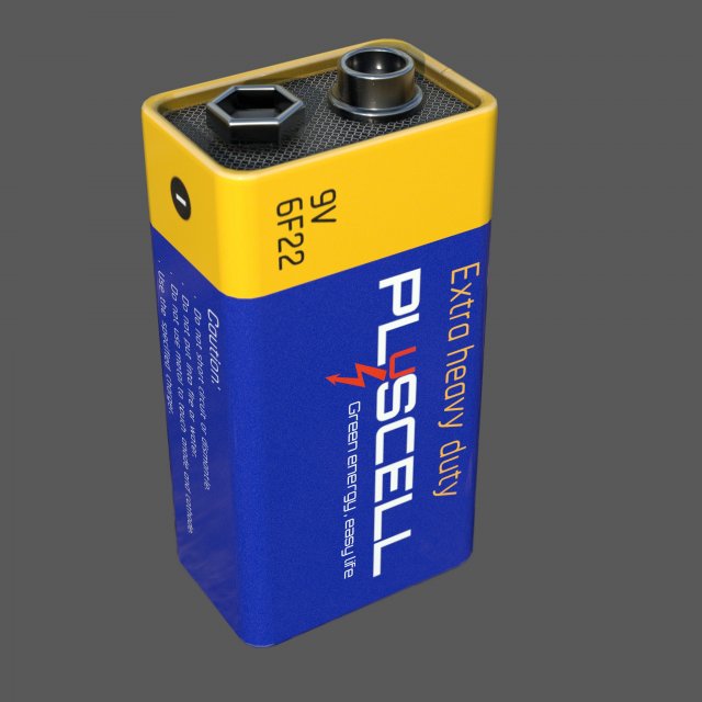 9v Battery Modèle 3D .c4d .max .obj .3ds .fbx .stl .blend 