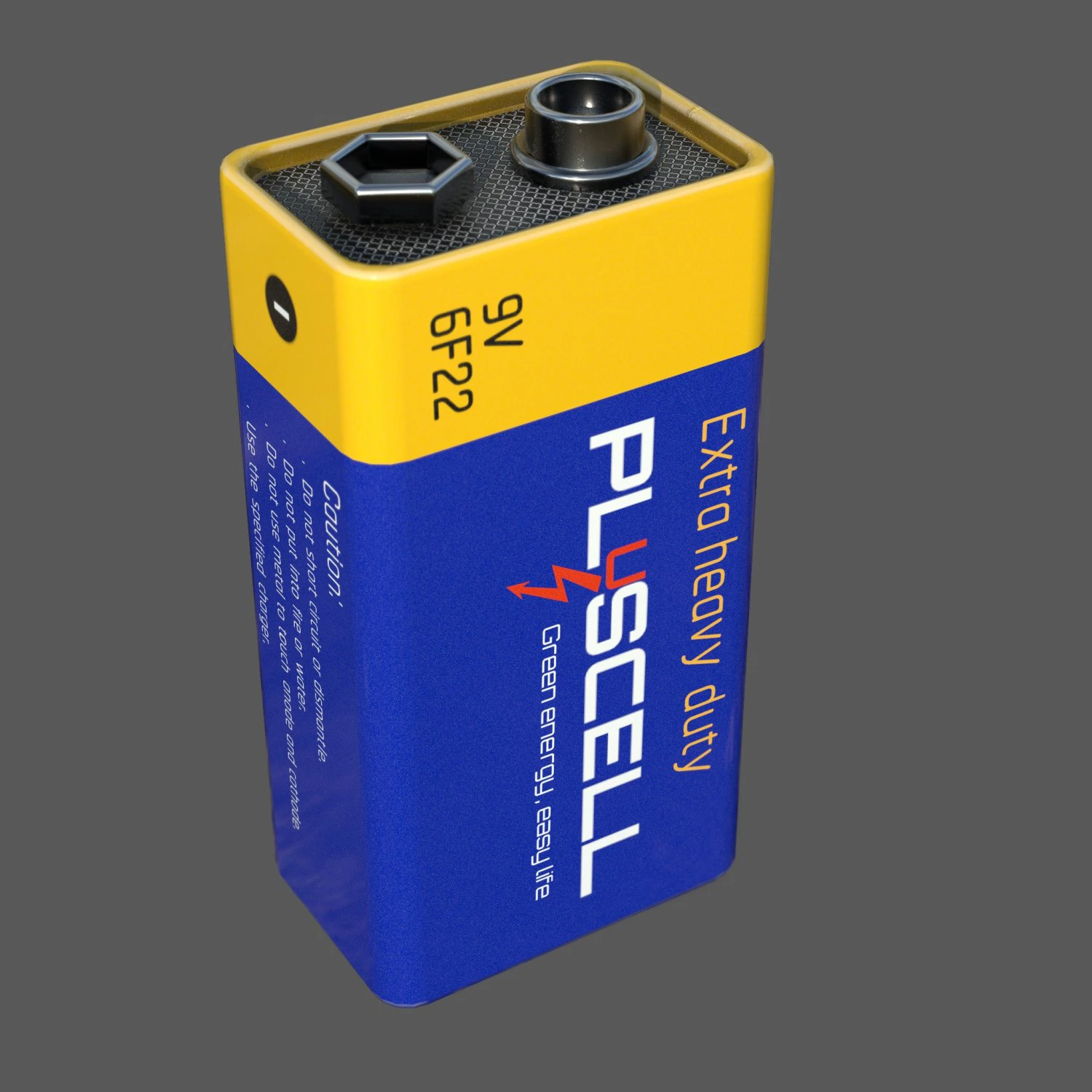9v Battery 3D Model .c4d .max .obj .3ds .fbx .stl .blend 