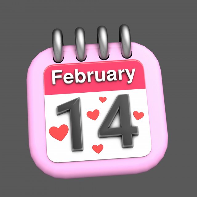 Valentine day calendar Modelo 3D .c4d .max .obj .3ds .fbx .stl .blend 