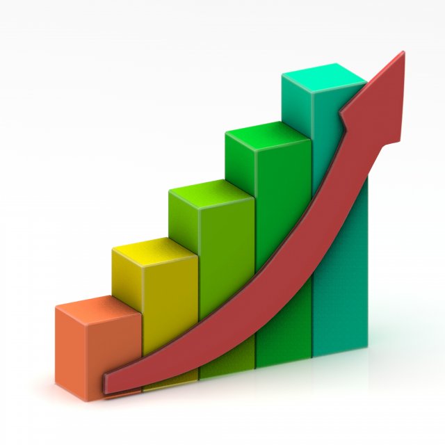 Growing bar chart with arrow 3D Model .c4d .max .obj .3ds .fbx .stl .blend 