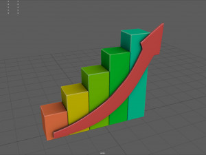 Growing bar chart with arrow 3D Model
