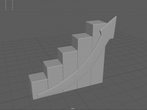Growing bar chart with arrow 3D Model
