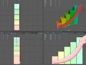 Growing bar chart with arrow 3D Model