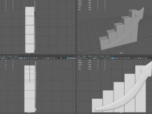 Growing bar chart with arrow 3D Model