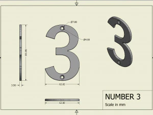 Number 3 3D Print Model
