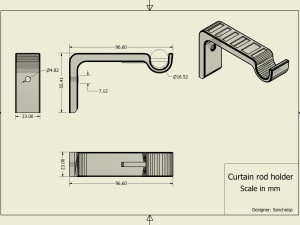Curtain rod holder 3D Print Model