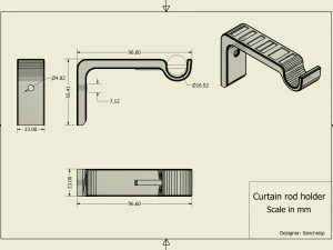 Curtain rod holder 3D Print Model