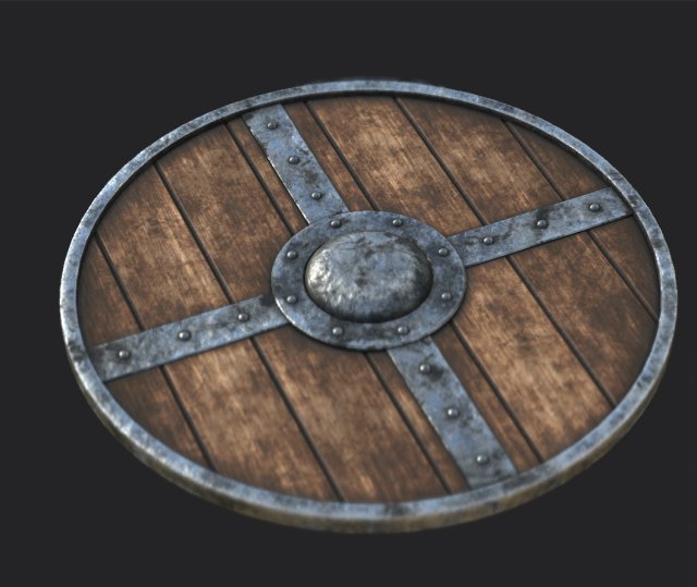 Wooden medieval round shield Modelo 3D .c4d .max .obj .3ds .fbx .stl .blend 