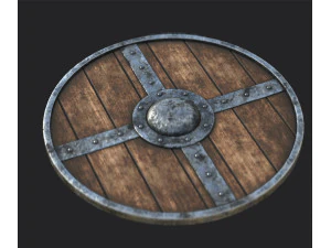 Perisai bundar abad pertengahan dari kayu Model 3D