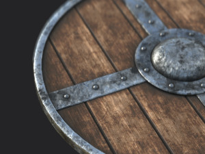 Wooden medieval round shield Modelo 3D