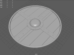 Perisai bundar abad pertengahan dari kayu Model 3D