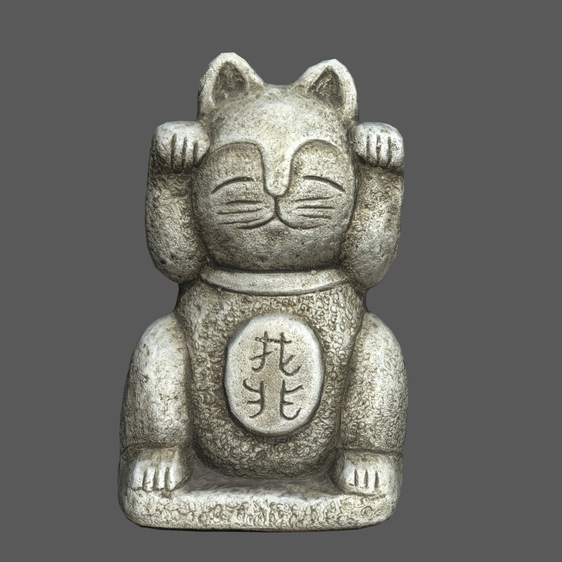 Stone Lucky Cat 3D Модель .c4d .max .obj .3ds .fbx .stl .blend 