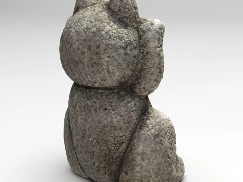 Gatto fortunato di pietra Modello 3D