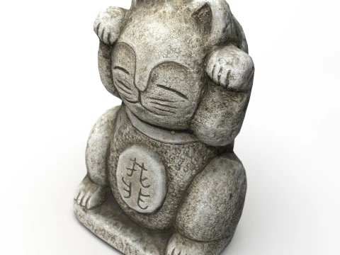 Gatto fortunato di pietra Modello 3D