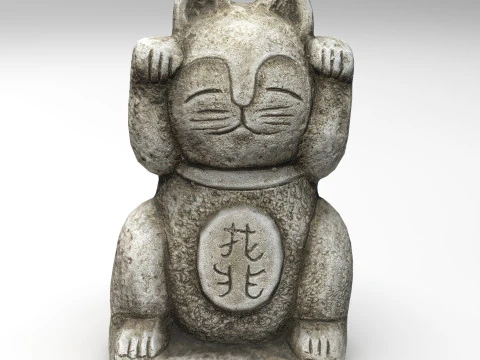 Gatto fortunato di pietra Modello 3D