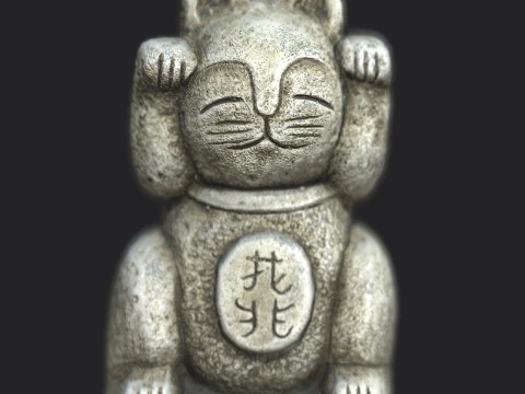 Gatto fortunato di pietra Modello 3D