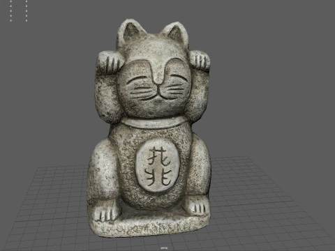 Gatto fortunato di pietra Modello 3D