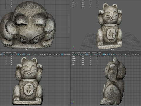 Stone Lucky Cat 3D Модель