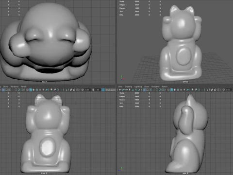 Gatto fortunato di pietra Modello 3D