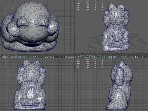 Gatto fortunato di pietra Modello 3D