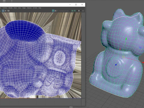 Gatto fortunato di pietra Modello 3D