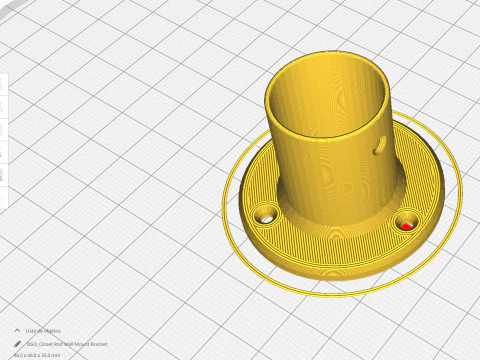 Closet Rod Wall Mount Bracket 3D Print Model
