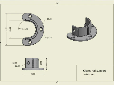 Closet rod support 3D print 3D Print Model