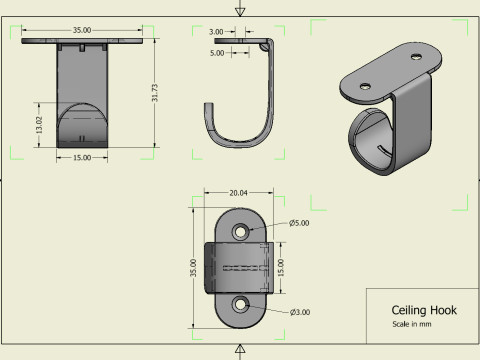 Ceiling Hook 3D Print Model