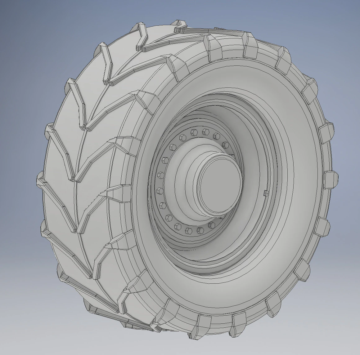 Heavy-Duty Tractor Tire 3D Print Model .c4d .max .obj .3ds .fbx .stl .blend 