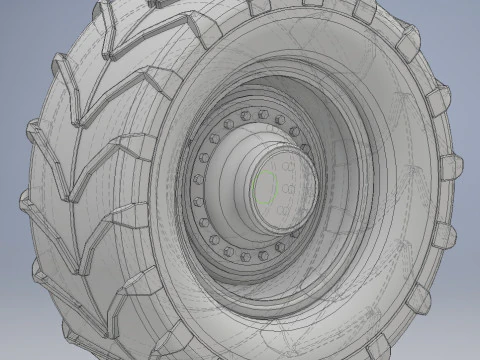 Heavy-Duty Tractor Tire 3D Print Model