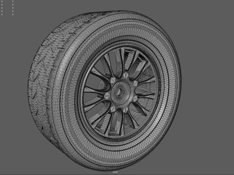 Wheel with Tire 3D Model