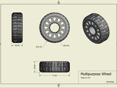 Multipurpose Wheel 3Dプリントモデル