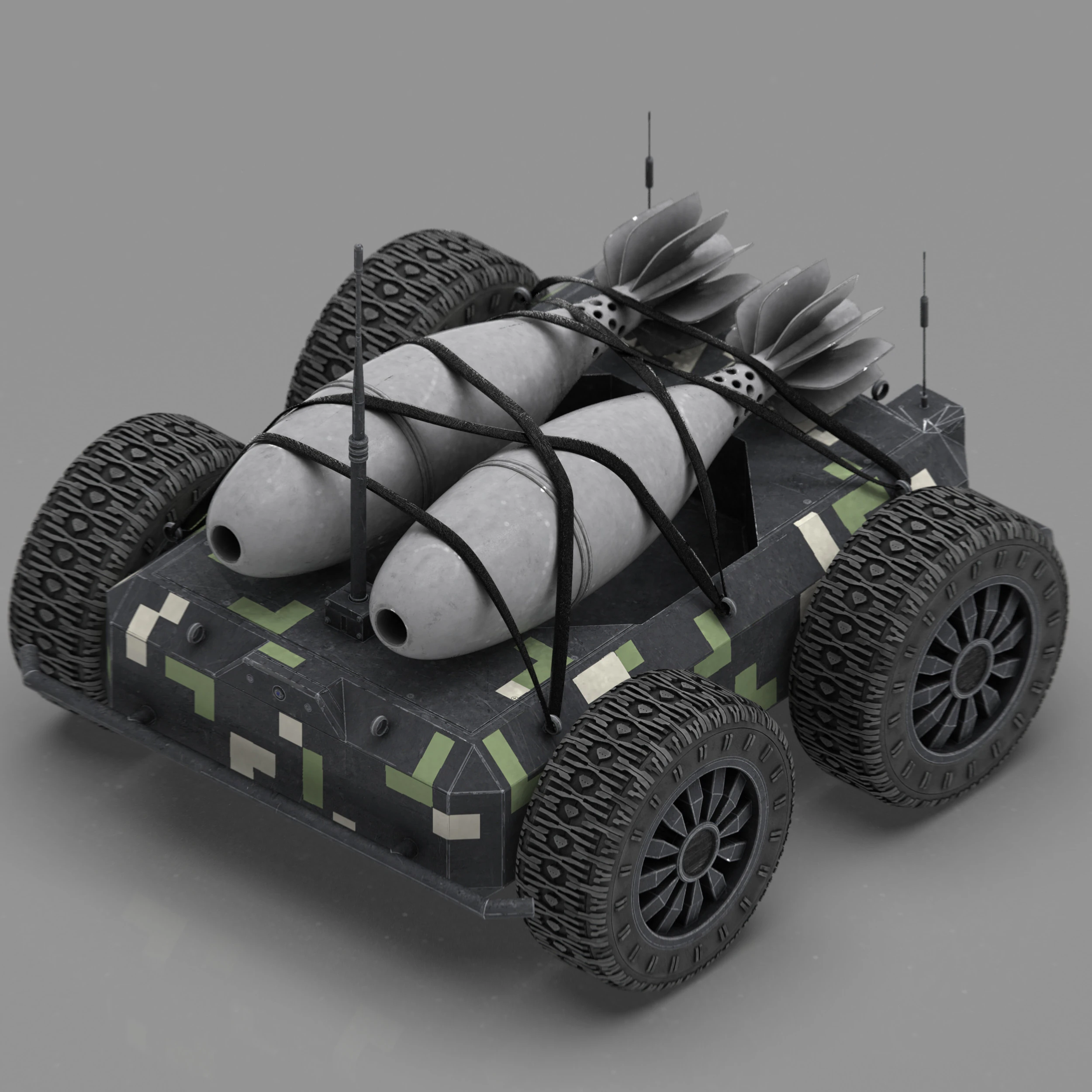 Ratel S Anti Tank Drone with Mortar Rounds 3D Model .c4d .max .obj .3ds .fbx .stl .blend 