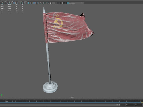 Soviet Union Frozen Flag - Animated 3D PBR Model 3D-Modell