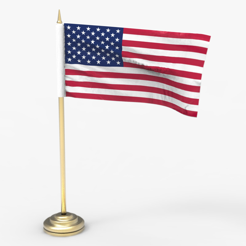 American Flag on a Pole Model 3D .c4d .max .obj .3ds .fbx .stl .blend 