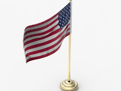 American Flag on a Pole Model 3D