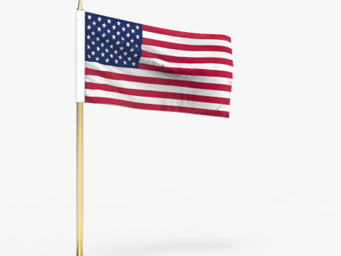 American Flag on a Pole Model 3D