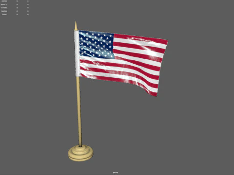 American Flag on a Pole 3D Model