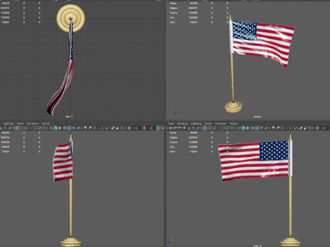 American Flag on a Pole Model 3D