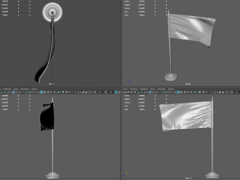 American Flag on a Pole Model 3D