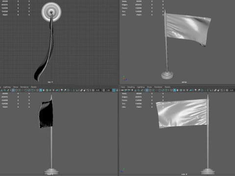American Flag on a Pole 3D Model