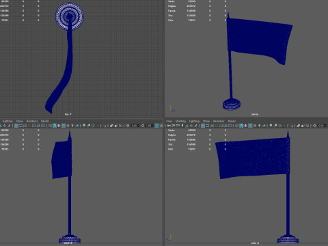 American Flag on a Pole Model 3D