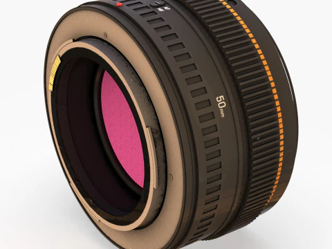 Realistic 50mm Camera Lens 3D Model