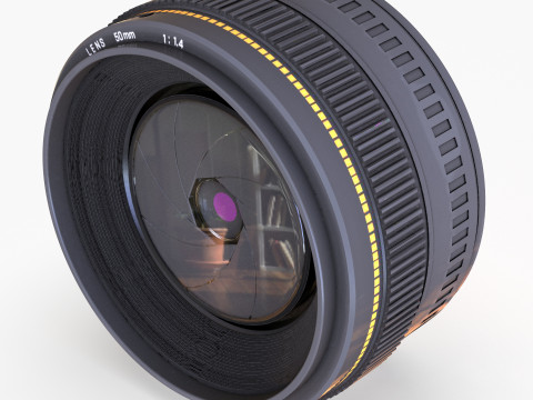 Realistic 50mm Camera Lens 3D Model