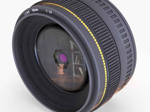 Realistic 50mm Camera Lens 3D Model