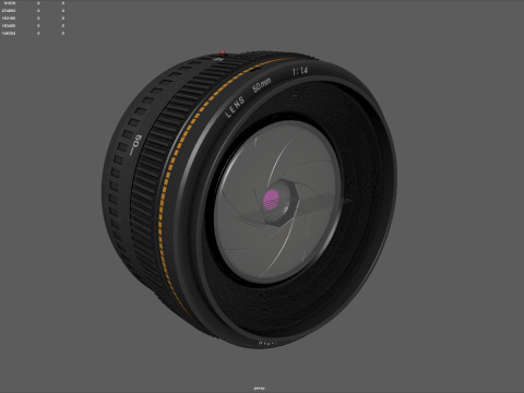 Realistic 50mm Camera Lens 3D Model