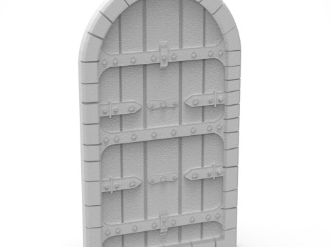 Medieval Wooden Door with Metal Hinges and Lock 3D-Druckmodell