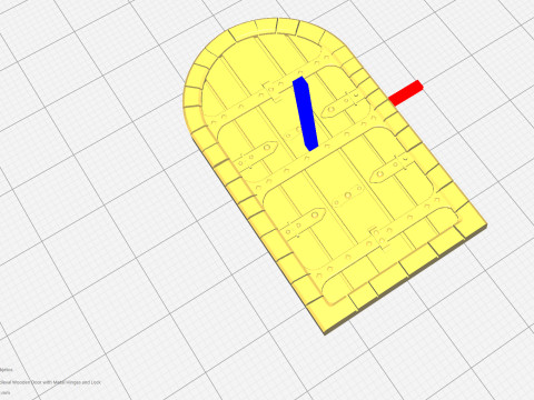 Medieval Wooden Door with Metal Hinges and Lock 3D Print Model